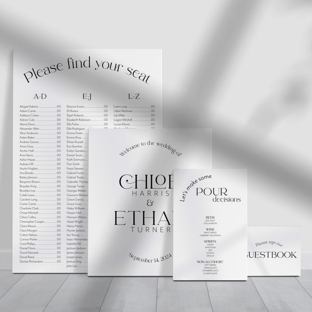 chloe wedding signage 4 pack bundle signs