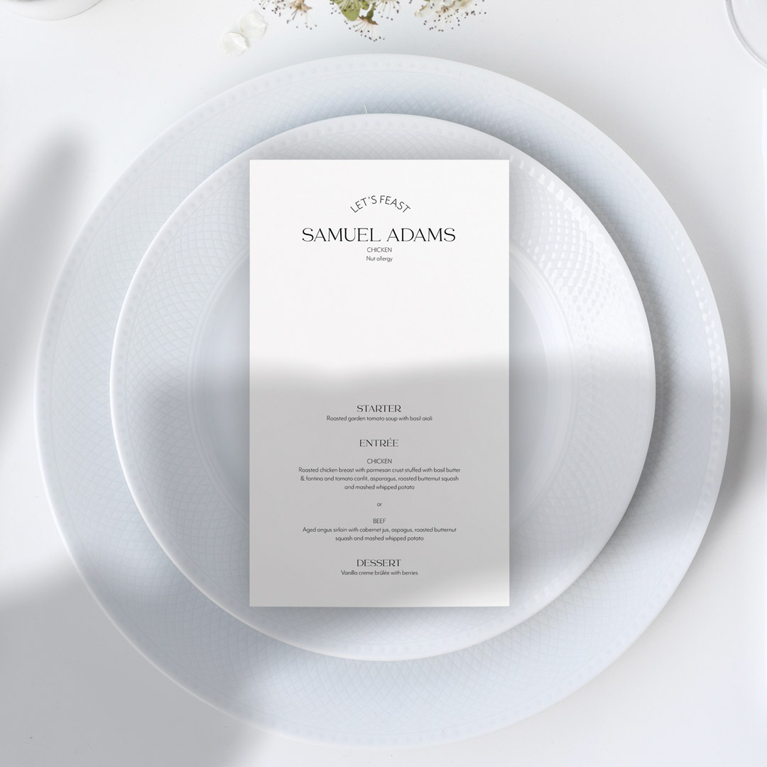 chloe wedding menus personalized