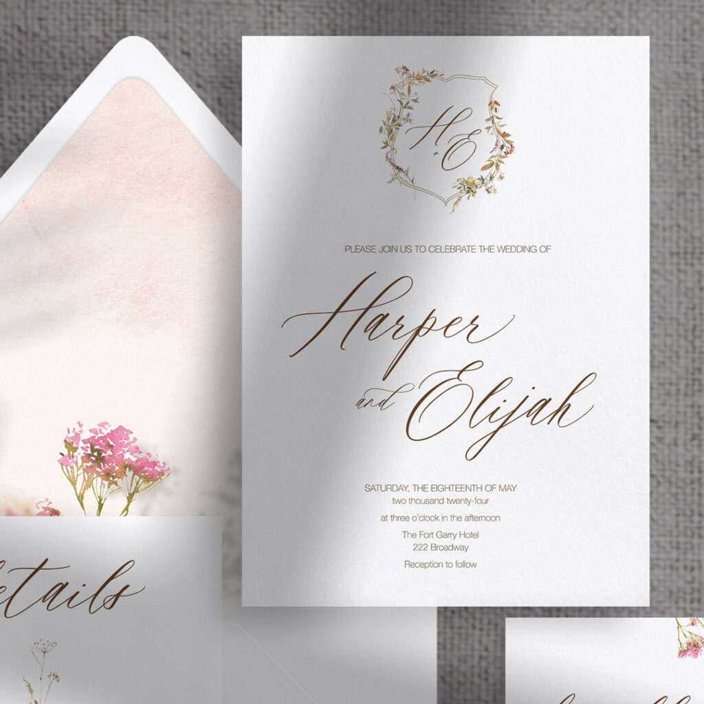 Harp wedding invitation suite