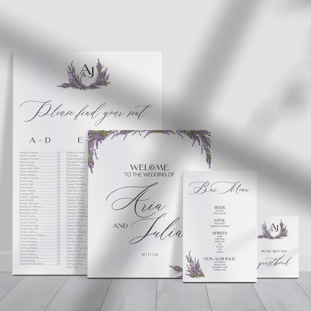aria wedding signage package