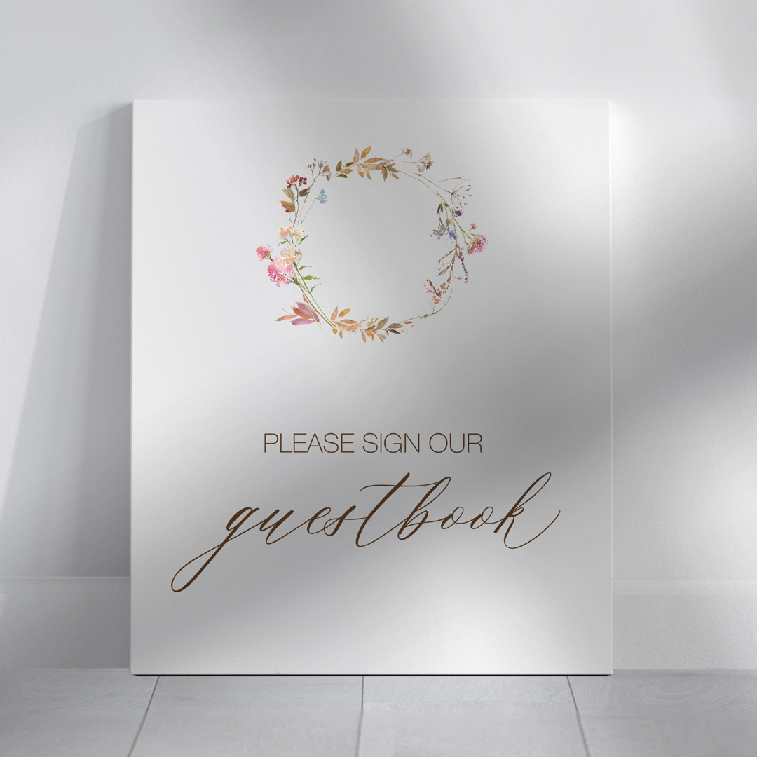 harp wedding signage guestbook sign