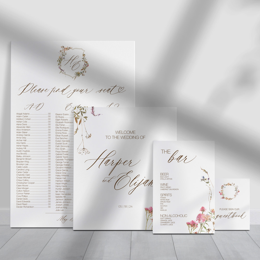 harp wedding signage package
