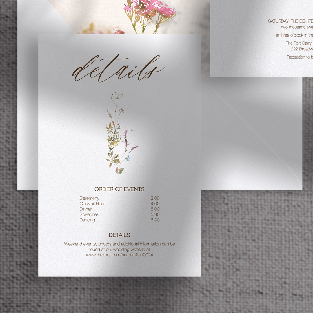 harp wedding invitations enclosure details card