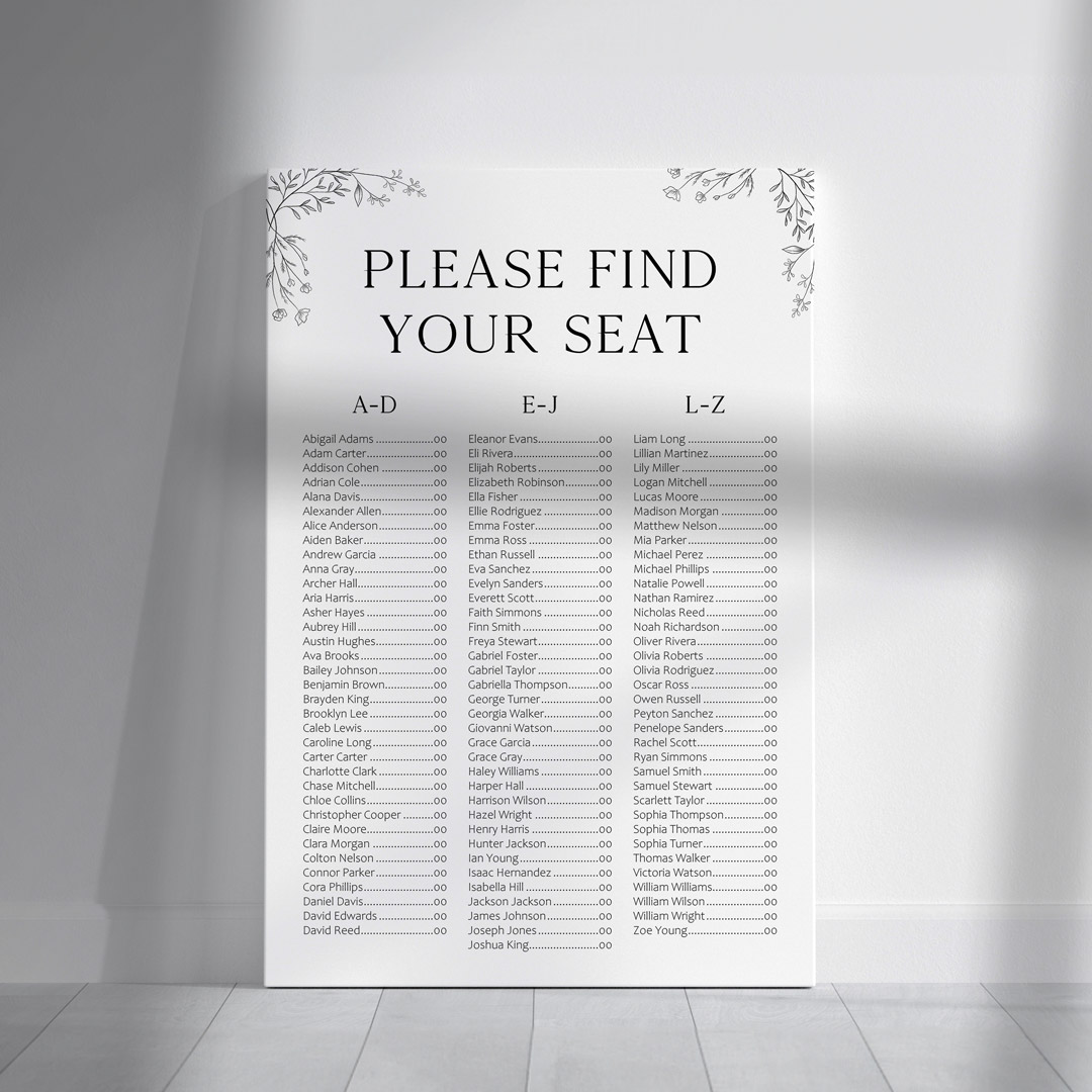 kai wedding signage seating chart