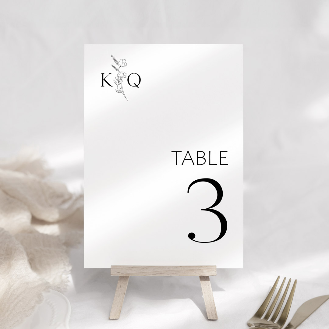 kai wedding signage table numbers