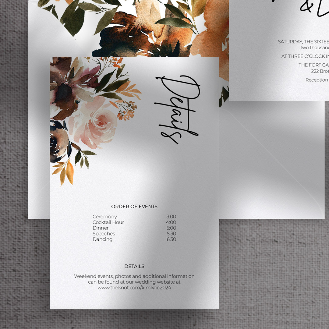 lyric wedding invitations enclosure details card