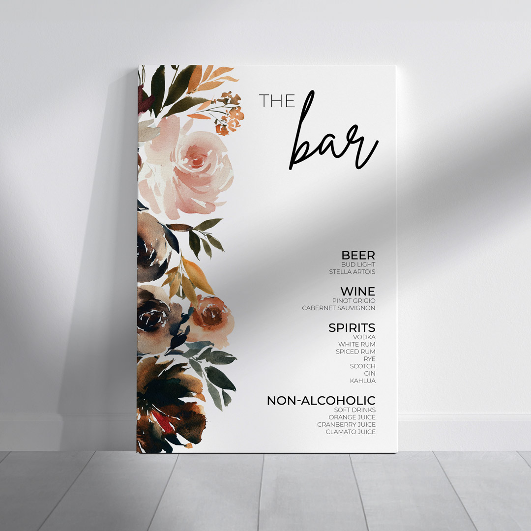 lyric wedding signage bar menu sign