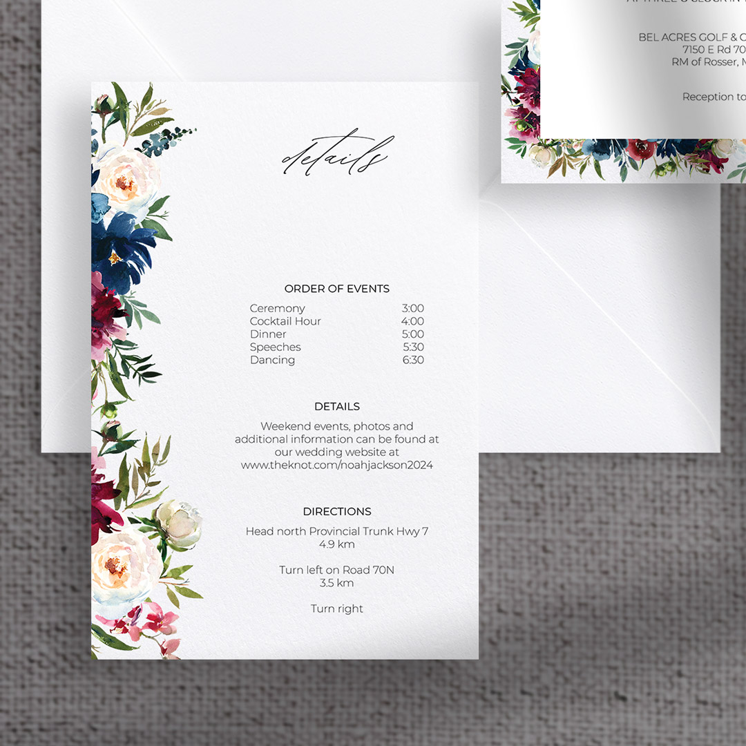 noah wedding invitations enclosure details card
