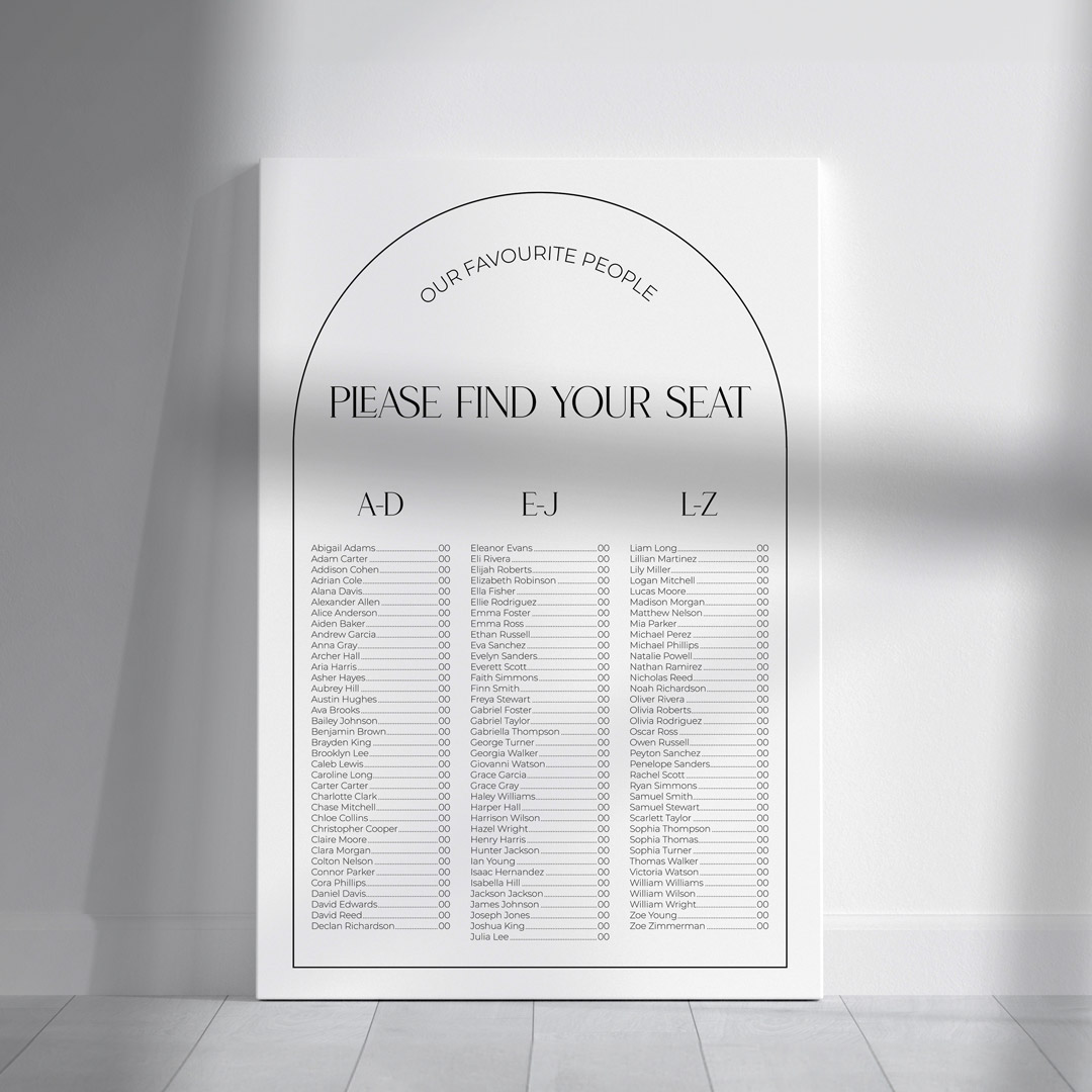 tay wedding signage seating chart